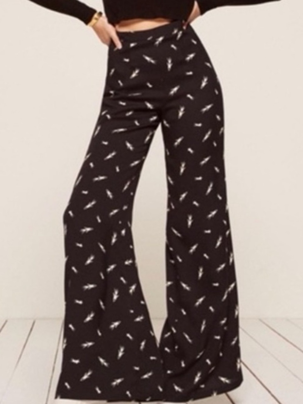 Reformation Black Sorrenti Rocketman Wide Leg Pants - Picture 2 of 11